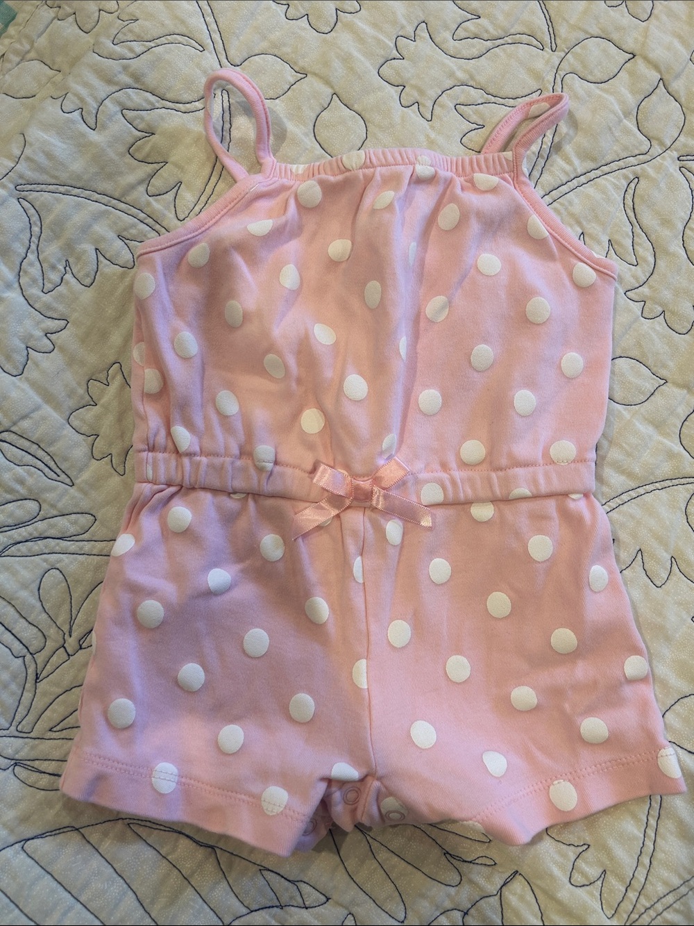 Little Me Pink Polka Dot Girls' Romper - Sleeveless Cotton Knit